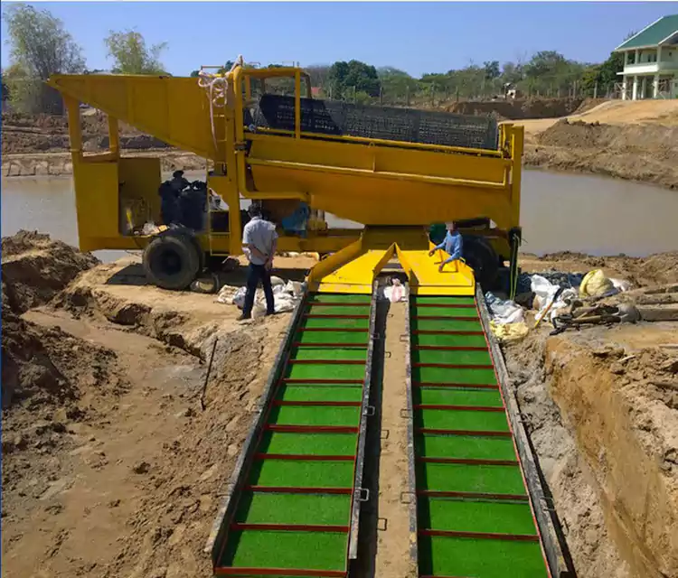 Prenosni mobilni voziček za izpiranje zlata